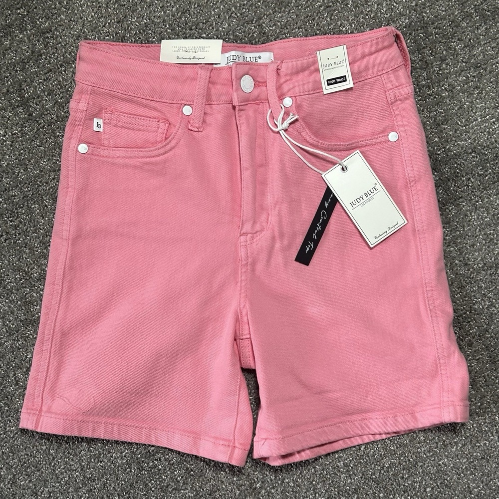 *NWT* Judy Blue Pink Denim Shorts -Women's Small- High Rise Stretch 5.75" Inseam